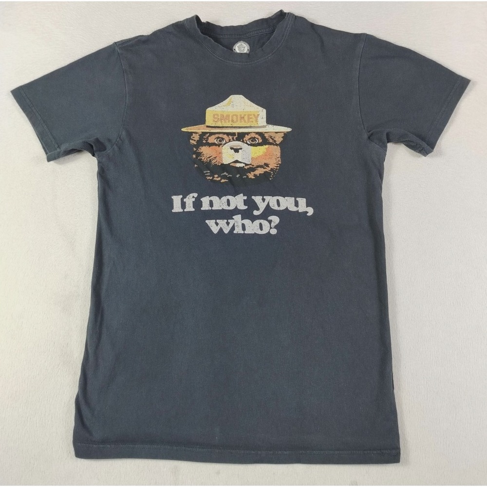 American Needle Smokey Bear Shirt Mens Small Black If Not You Who Graphic Tee